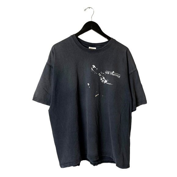 Distressed US Marines T Shirt Vintage Y2K Adult Gray Extra Large XL Graphic Tee - Picture 2 of 16